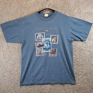 Princess Cruises T Shirt Blue World Cruise Stamp Graphic Vintage 90s‎ Souvenir T